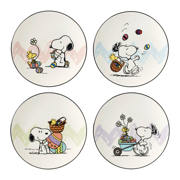 Lenox Peanuts Easter Snoopy 4-Piece Accent Plates Set Multi, IVORY PORCELAIN 895684