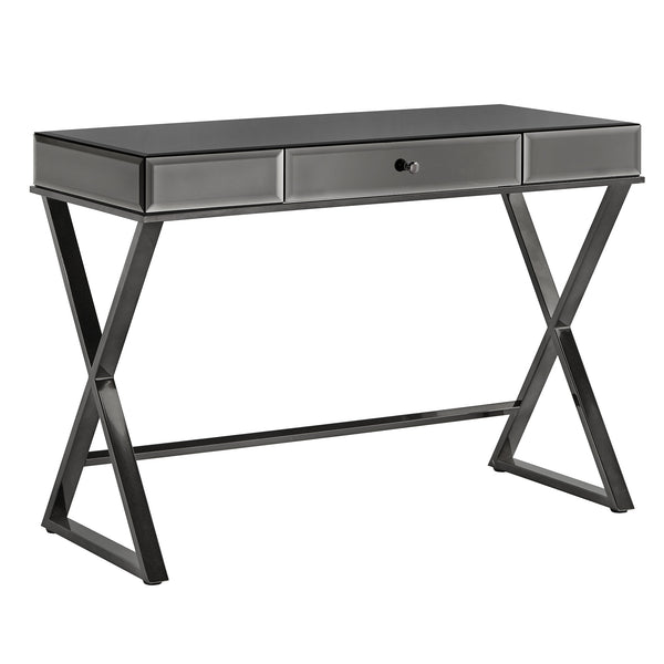Homelegance By Top-Line Syrus Mirrored 1-Drawer Campaign Desk Black Mirror