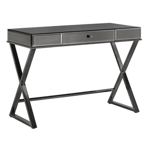 Homelegance By Top-Line Syrus Mirrored 1-Drawer Campaign Desk Black Mirror