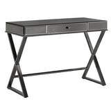 Homelegance By Top-Line Syrus Mirrored 1-Drawer Campaign Desk Black Mirror