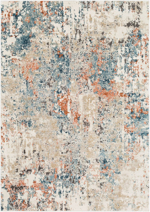 Livabliss Pune Geometric Runner Rug Mid-century Modern Machine Woven Hallway Entryway Accent Deep Teal, Sky 5'3" x 7'3" PUN2302-5373