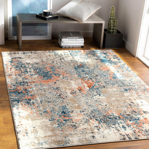 Livabliss Pune Geometric Runner Rug Mid-century Modern Machine Woven Hallway Entryway Accent Deep Teal, Sky 7'10" x 10'2" PUN2302-710103
