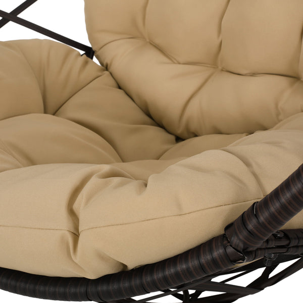 English Elm Marlin Wicker Hanging Egg Chair Teardrop Cocoon Seat for Patio or Sunroom 54672.00BSK