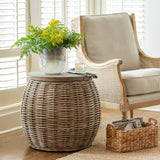 Park Hill Rattan Side Table with Wood Top EFT16008