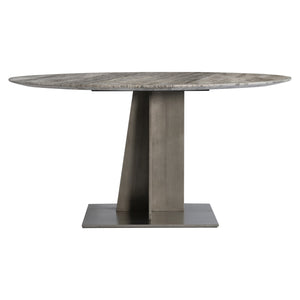 Bernhardt Bernhardt Equis Dining Table With Honed Silver Travertine Top & Graphite Steel Sculptural Base K1900