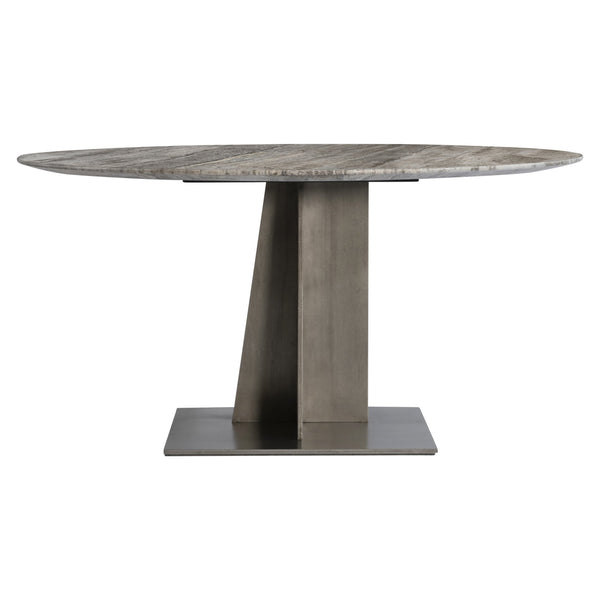 Bernhardt Bernhardt Equis Dining Table With Honed Silver Travertine Top & Graphite Steel Sculptural Base K1900
