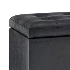 English Elm Cosmopolitan Storage Ottoman - Distressed Black Faux Leather With Hidden Storage & Tufted Top B136P159768