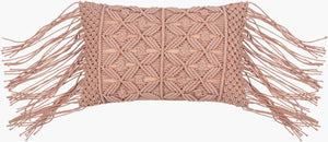 Surya Punta Bohemian Lumbar Pillow - 14"L X 22"W Cotton With Intricate Embroidery For Global Style Decor Dusty Pink Cotton,Cotton Put002-1422