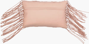 Surya Punta Bohemian Lumbar Pillow - 14"L X 22"W Cotton With Intricate Embroidery For Global Style Decor Dusty Pink Cotton,Cotton Put002-1422