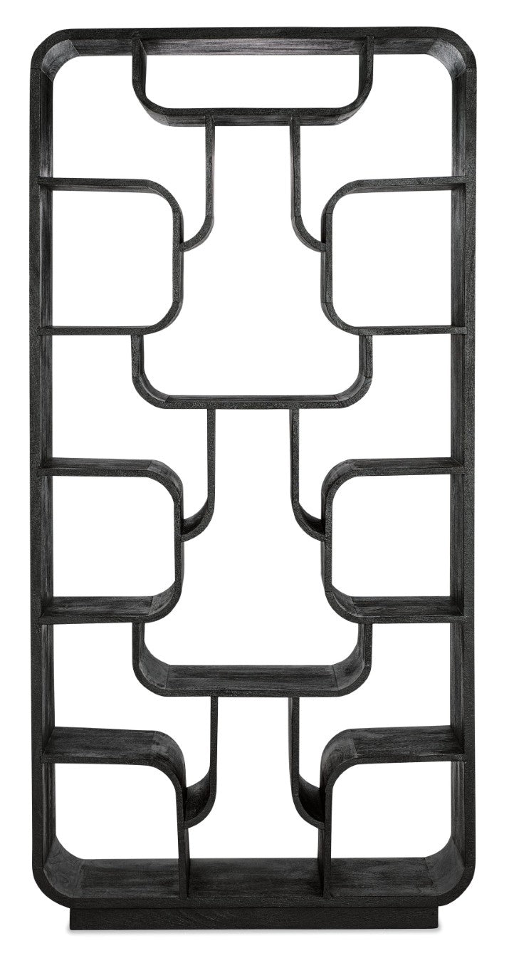 Hooker Furniture Commerce Sloane Etagere — Tall 16-Shelf Mango Wood Display With Curved Edges, Black Natural Finish, Stylish Room Anchor 7228-50761-99
