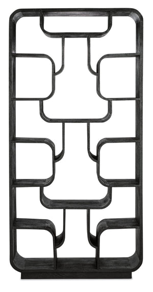 Hooker Furniture Commerce Sloane Etagere — Tall 16-Shelf Mango Wood Display With Curved Edges, Black Natural Finish, Stylish Room Anchor 7228-50761-99