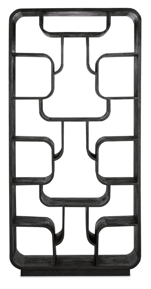 Hooker Furniture Commerce Sloane Etagere — Tall 16-Shelf Mango Wood Display With Curved Edges, Black Natural Finish, Stylish Room Anchor 7228-50761-99