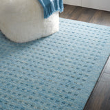 Nourison Perris PERR1 Handmade Woven No Border Indoor Only Contemporary  Rug Sky Blue, Blue 100% Wool 99446226563