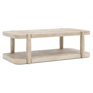 Bernhardt Bernhardt Antibes Roz Rustic Oak Cocktail Table With Sculptural Tapered Legs, Lower Shelf & Casters 350013