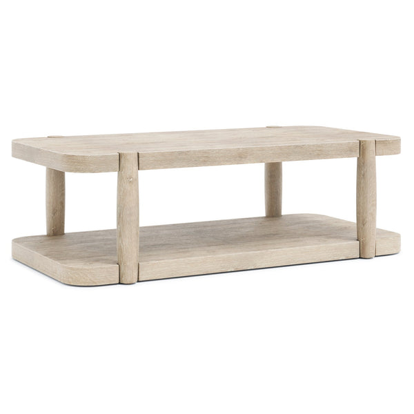 Bernhardt Bernhardt Antibes Roz Rustic Oak Cocktail Table With Sculptural Tapered Legs, Lower Shelf & Casters 350013