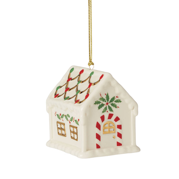 Lenox Holiday Accent Gingerbread House Ornament Red & Green, IVORY PORCELAIN 896108