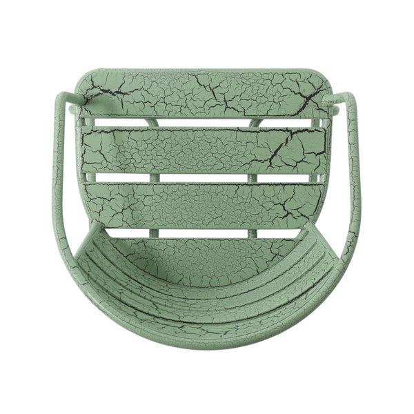 English Elm Santa Monica Outdoor Bistro Set Powder Coated Iron Oval Table Two Slat Chairs Patio Green 62015.00CGRN