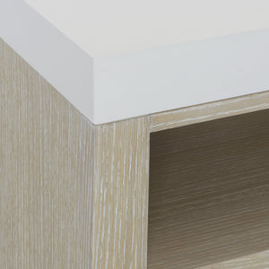 Bernhardt Bernhardt Solaria Low-Profile Entertainment Credenza — 83.9" Dune Wood, Fossil Stone Top, 3 Soft-Close Drawers 310885