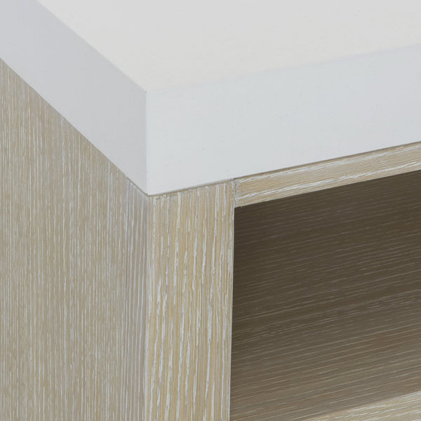 Bernhardt Bernhardt Solaria Low-Profile Entertainment Credenza — 83.9" Dune Wood, Fossil Stone Top, 3 Soft-Close Drawers 310885