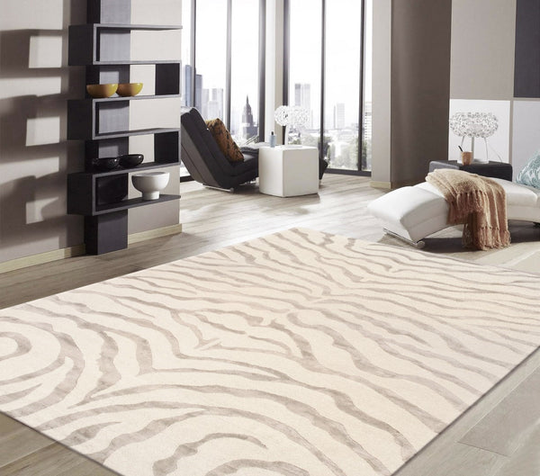 Pasargad Home Edgy Collection Hand-tufted Ivory Area Rug For Modern Elegance In Any Room   Pvcsk-03 8x10