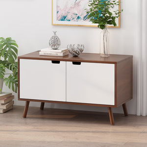 Christopher Knight Home® - Noble House - Pickfair Mid-Century Modern 2 Door Cabinet, Walnut And White