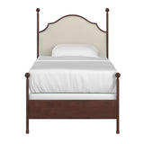 Homelegance By Top-Line Finola Cream Curved Top Cherry Brown Metal Poster Bed Black Metal