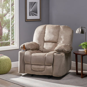 English Elm Christopher Knight Home® - Luxurious Manual Recliner Chair with Skin-Friendly Fabric, Dual Cup Holders, Ergonomic Padded Comfort Coffee 57578.00LAT