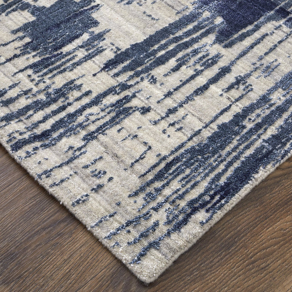 Feizy Rugs Eas69agf Eastfield Artisanal Hand-woven Viscose And Wool Abstract Rug - Modern Style For Any Space Blue,Ivory Viscose,Wool Eas69agfblu000h00