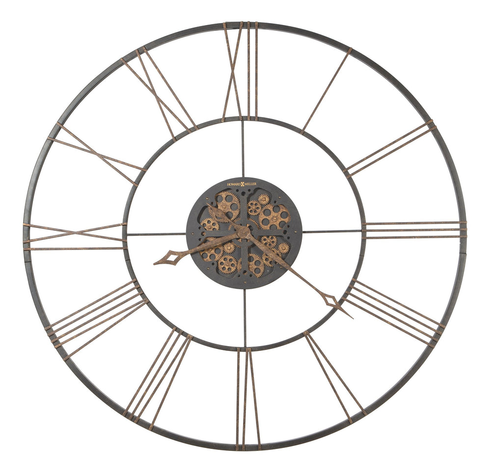 Hekman Furniture 625807 Dakota 49" Wrought Iron Wall Clock With Antique Brass Accents And Roman Numerals – Elegant Decor  Dakota Oversized Wall Clock 625807