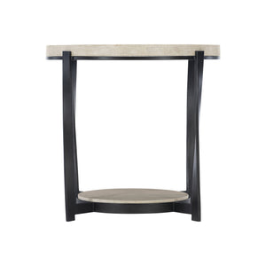 Bernhardt Bernhardt Round Berkshire Side Table With Laminated Stone Tops, Twisted Pewter Steel Legs, 27" 405125