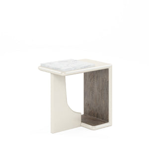 A.R.T. Furniture Blanc Contemporary Chairside Table With Carrera Marble Top & Unique Burnished Bronze Shelf Design White Parawood Solids,Resin,Marble 289308-1040