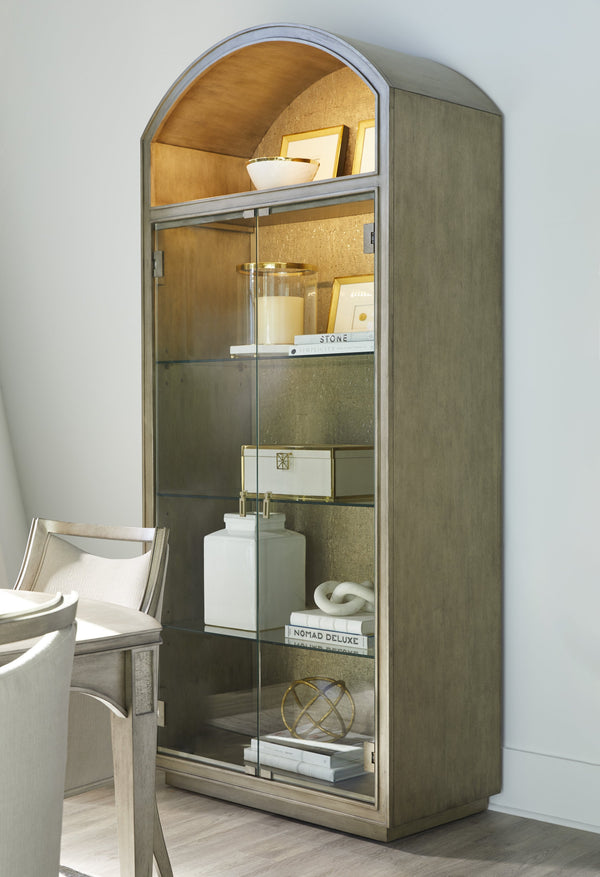 A.R.T. Furniture Cove Display Cabinet - Elegant Transitional Design With Glass Doors, Adjustable Shelves & Touch Lighting Grey Rubberwood Solids,Primavera Veneer,Glass,Cork 349240-2743