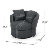 Christopher Knight Home® - Noble House - Smyrna Contemporary Upholstered Swivel Club Chair, Charcoal and Black