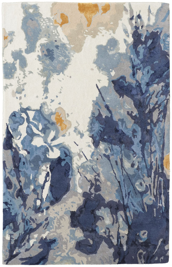 Feizy Rugs Dafney Hand-tufted Floral & Botanical Rug - Whimsical Watercolor Design In Vivid Colors For Elegance Blue Viscose,Wool Dfy8871fblu000h00