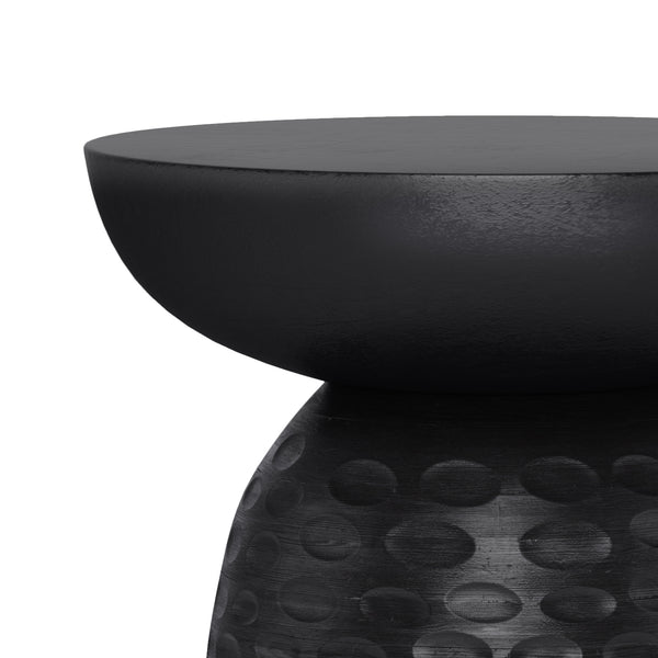 English Elm Boyd 13-Inch Solid Mango Wood Accent Table In Textured Black - Stylish & Versatile For Any Space B136P158431