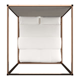 Homelegance By Top-Line Marcel Champagne Gold Canopy Bed with Linen Panel Headboard Champage Gold Metal