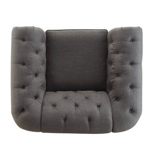 Homelegance By Top-Line Pietro Tufted Scroll Arm Chesterfield Chair Dark Grey Linen