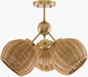 Livabliss Pawa Rattan Wrapped Iron Chandelier Bohemian Industrial Dining Entryway Statement Light PWA-001