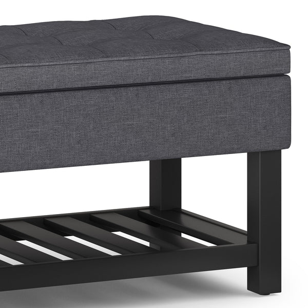 English Elm Cosmopolitan Storage Ottoman Bench - Stylish Slate Grey With Lift-Up Lid & Open Shelf For Versatile Use B136P158565