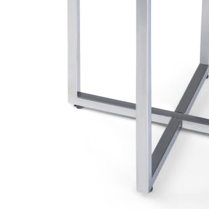 English Elm Marsden White Marble Side Table with Polished Stainless Steel X-Base — Modern End Table, 24.2" H B136P159933