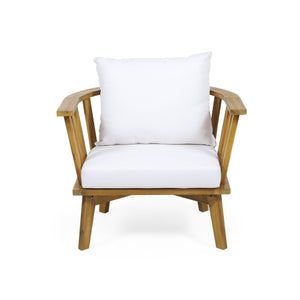 English Elm Christopher Knight Home® - Outdoor Acacia Wood Patio Club Chair — Teak Finish, Waterproof Plush Cushions, Deep Seating, 400lb Capacity, Stylish Slat Back 64851.00WHI