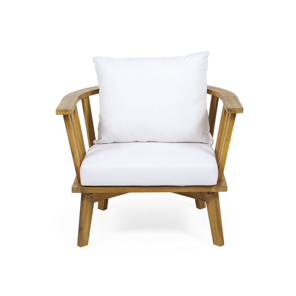 English Elm Christopher Knight Home® - Outdoor Acacia Wood Patio Club Chair — Teak Finish, Waterproof Plush Cushions, Deep Seating, 400lb Capacity, Stylish Slat Back 64851.00WHI