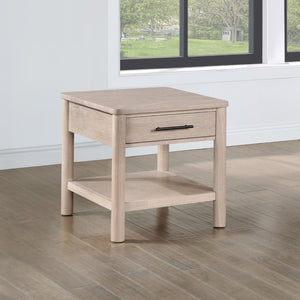 English Elm Steve Silver - Gabby Coastal Elegance End Table - Light Brown Washed Oak Finish With Storage Shelf & Drawer B081P157721-GIGA