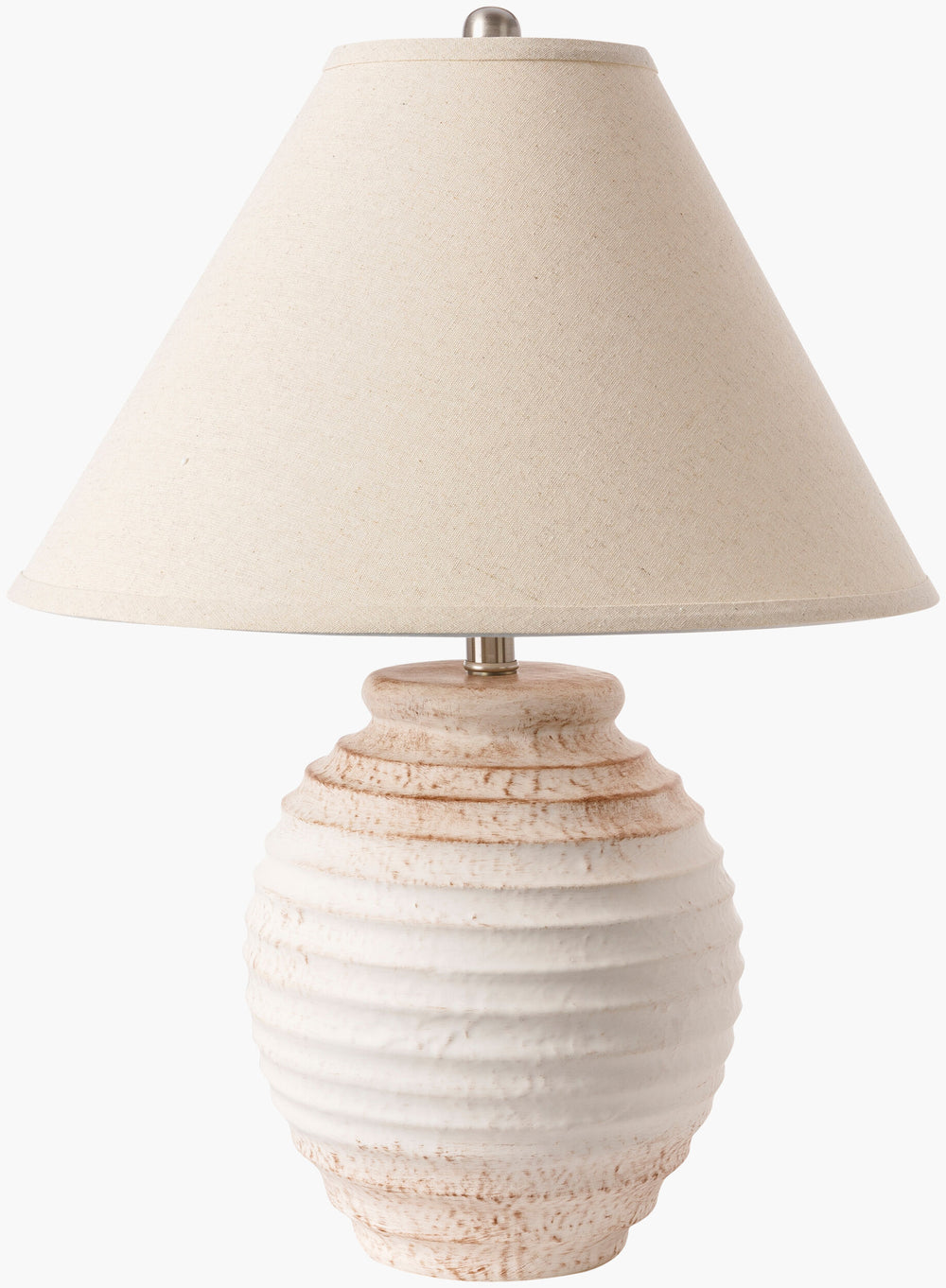 Surya Painswick 25" Accent Table Lamp - Timeless Ceramic Design With Ivory Linen Shade For Any Space Body, Black,Shade (Outside), Ivory,Shade (Inside), White,Finial, Metallic ,Silver,Harp, Metallic ,Nickel,Cord, Black Ceramic,Linen,Polyester,Iron Pwk-001