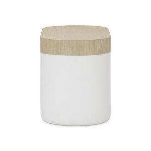 Bernhardt Bernhardt Solaria Side Table With Dune Finish, Faux-Stone Base, Flyover Overhang For Sofa Access 310122