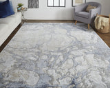 Feizy Rugs Laina Abstract Low Pile Rug - Modern Transitional Design For Living Rooms And Bedrooms, Easy Care Ivory,Blue Polyester,Polypropylene Lai39g8fblu000h18