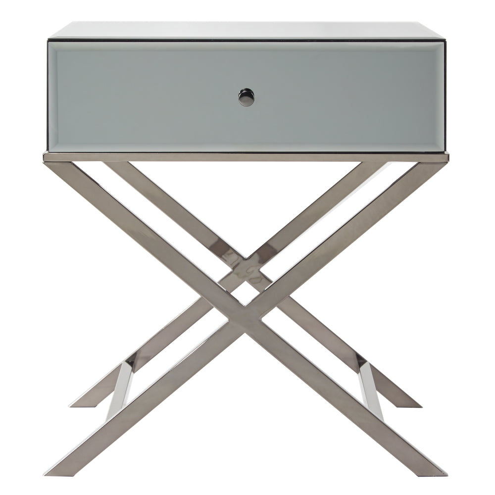 Homelegance By Top-Line Malik X-Base Mirrored Accent Campaign Table Black Engineered Wood