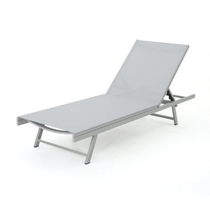 English Elm Christopher Knight Home® - SALTON Chaise Lounge with Breathable Nylon Mesh Seating, Lightweight Recliner for Outdoor Comfort and Style Natural 60919.00GRYMSHMP2