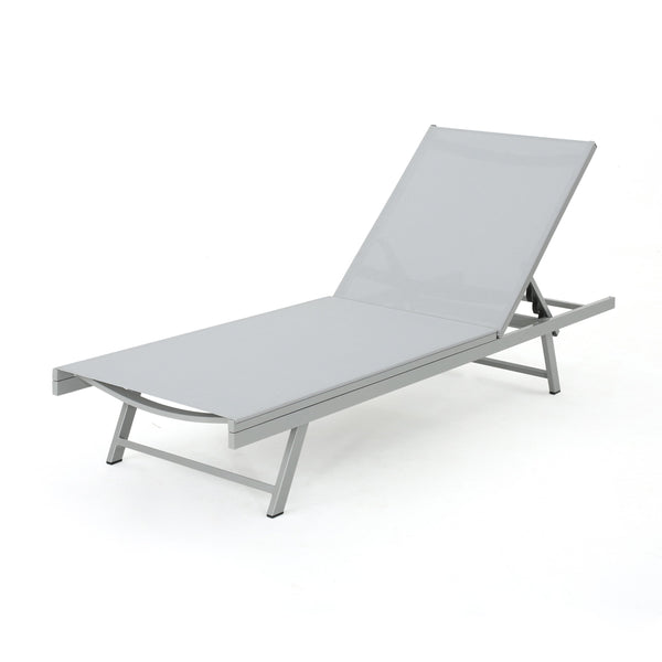 English Elm Christopher Knight Home® - SALTON Chaise Lounge with Breathable Nylon Mesh Seating, Lightweight Recliner for Outdoor Comfort and Style Natural 60919.00GRYMSHMP2