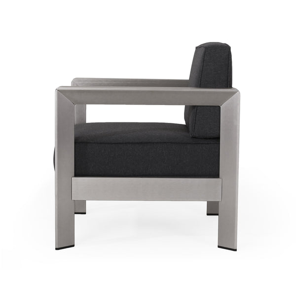 English Elm Christopher Knight Home® - AVIARA Aluminum Club Chair with Deep Seating and Low-Profile Design, Durable 400 lb Capacity, Compact Silver 64077.00SC